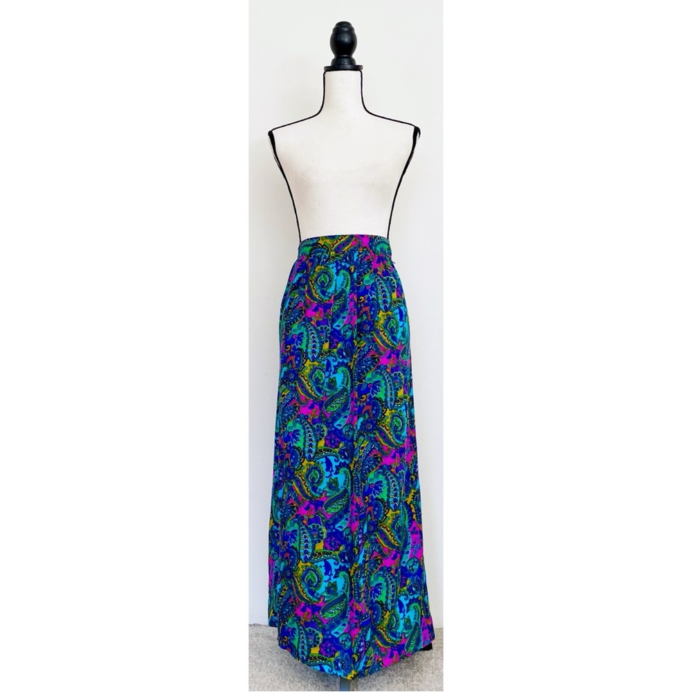 SOLD :: Vintage 70s Handmade Multicolored Paisley Maxi Skirt - Picture 2 of 5